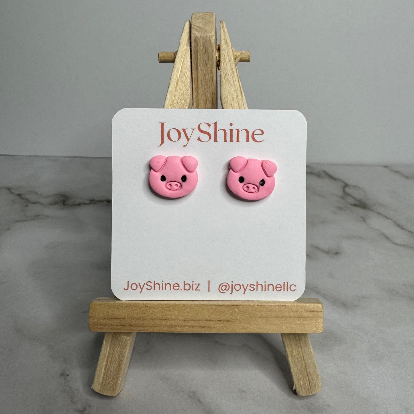 Cute Pig Stud Earrings | Handmade Polymer Clay Earrings for Animal Lovers