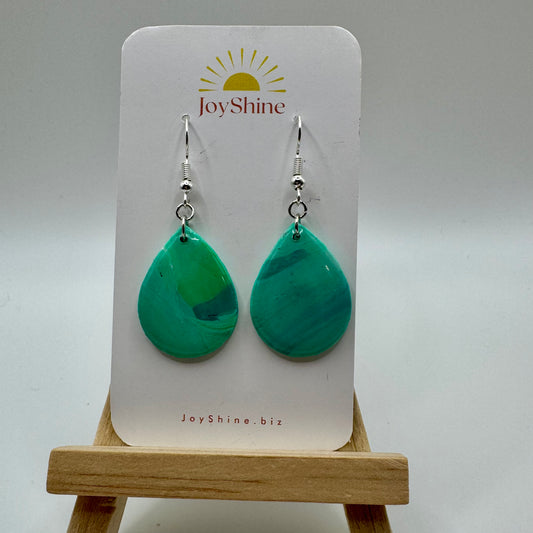 Green Polymer Clay Teardrop Earrings | Lightweight Handmade Dangle Earrings