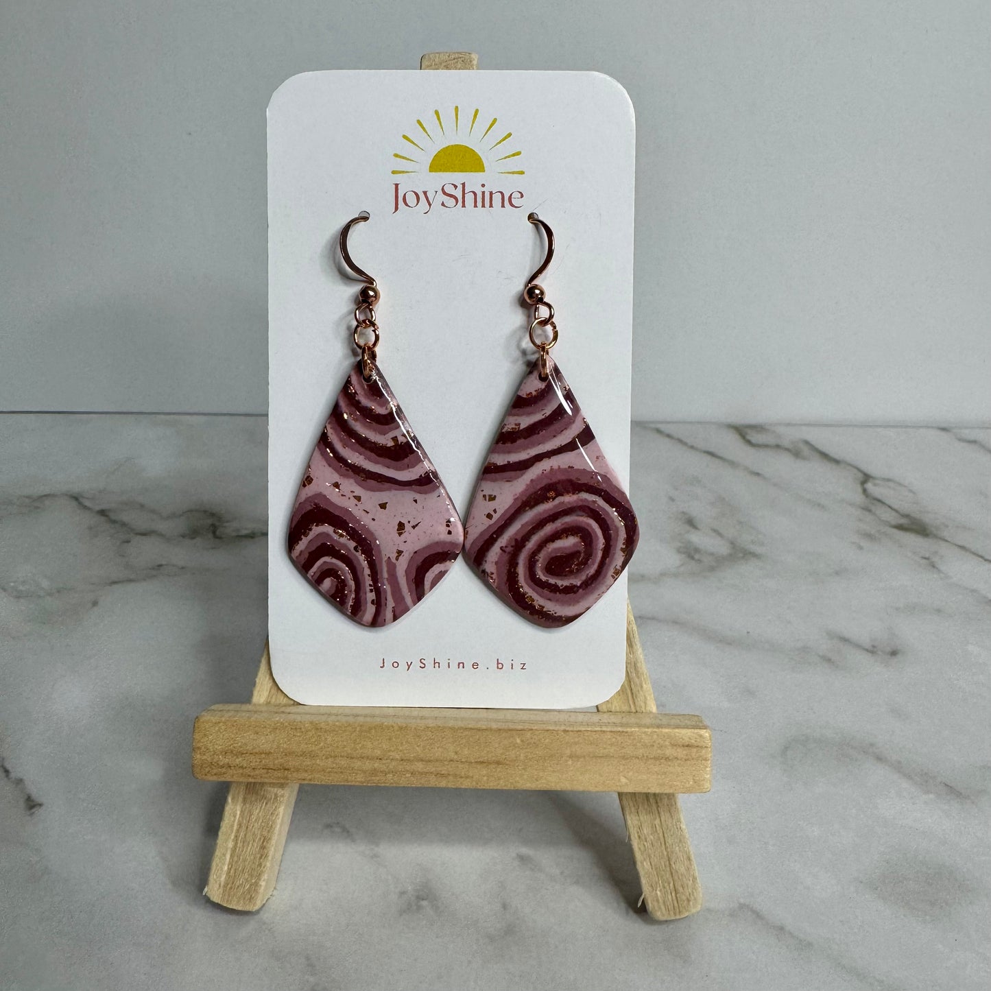 Pink Agate Look Earrings | Handmade Polymer Clay Jewelry | JoyShine