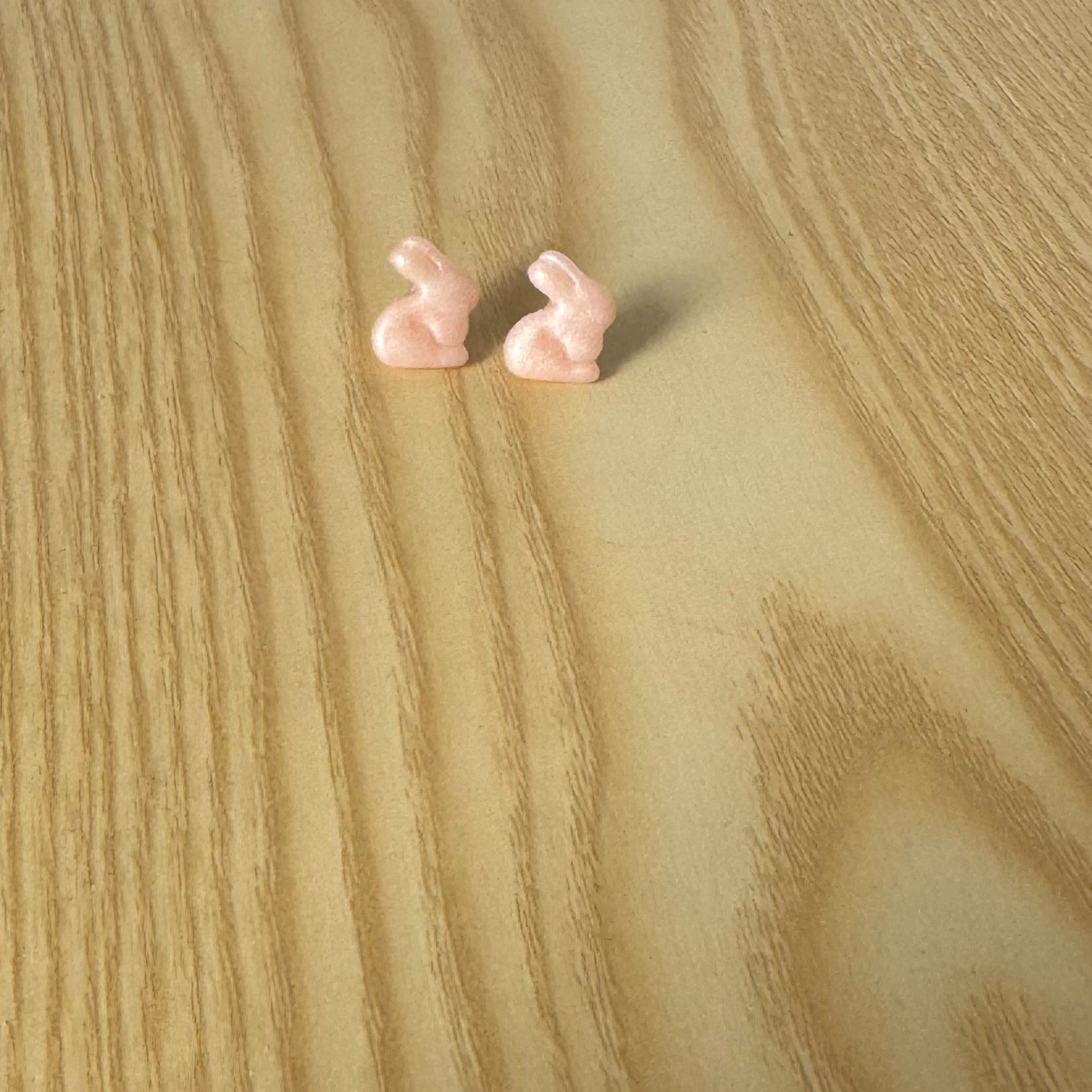 Shimmery Pink Bunny Studs