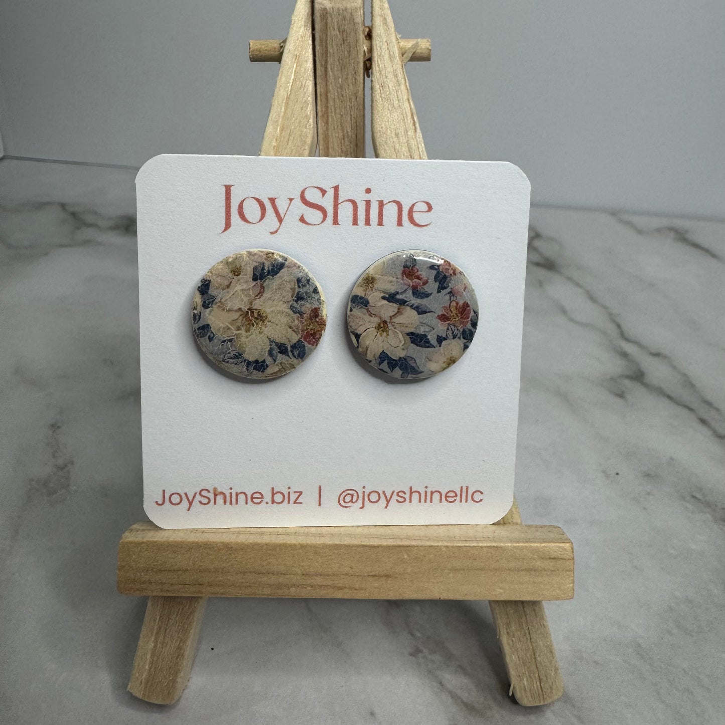 Vintage Floral Stud Earrings | Handmade Polymer Clay Jewelry | JoyShine