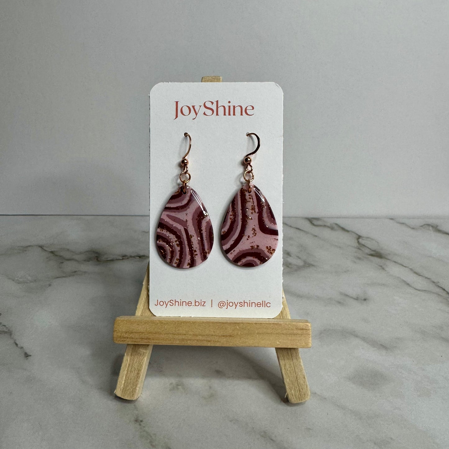 Pink Agate Look Earrings | Handmade Polymer Clay Jewelry | JoyShine
