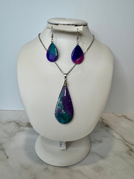 Conjunto de collar y pendientes grandes hechos a mano para mujer | Regalo de joyería a juego ligero