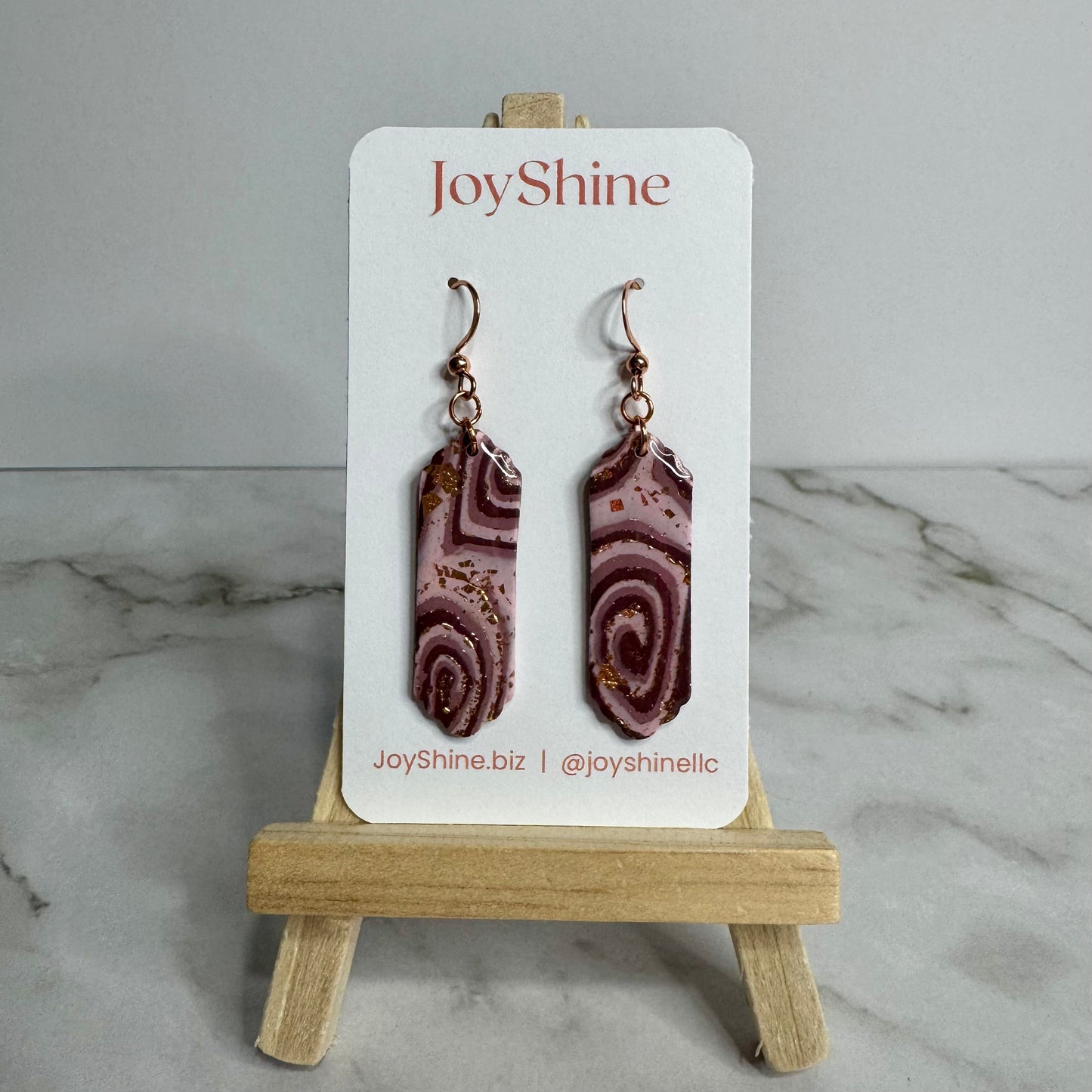 Pink Agate Look Earrings | Handmade Polymer Clay Jewelry | JoyShine