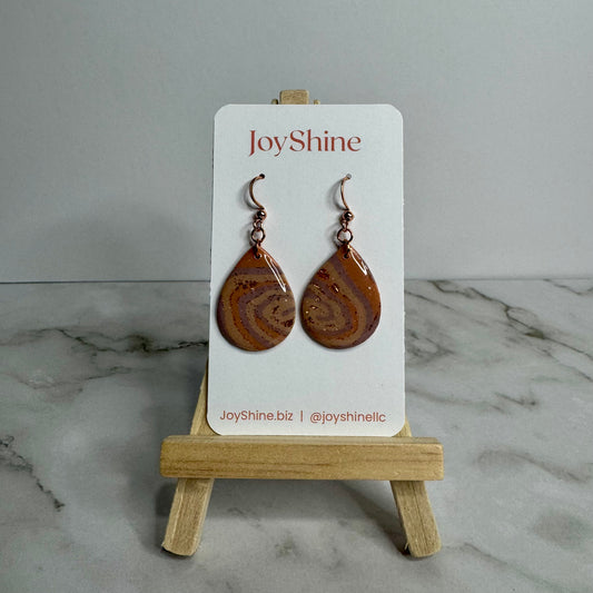 Pendientes brillantes tonos tierra | Joyería de arcilla polimérica hecha a mano | JoyShine