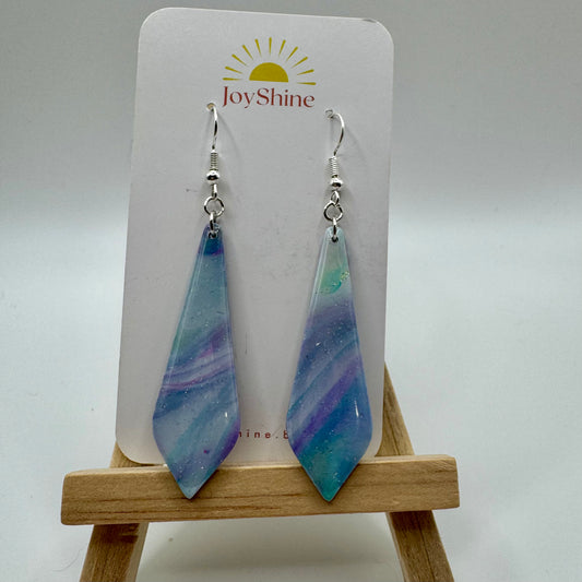 Blue & Purple Polymer Clay Kite Earrings | Lightweight Handmade Dangle Earrings