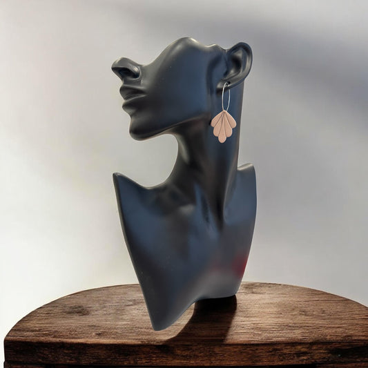Tan Petal Dangle Earrings | Minimalist Neutral Drop Hoops | Lightweight Statement Earrings